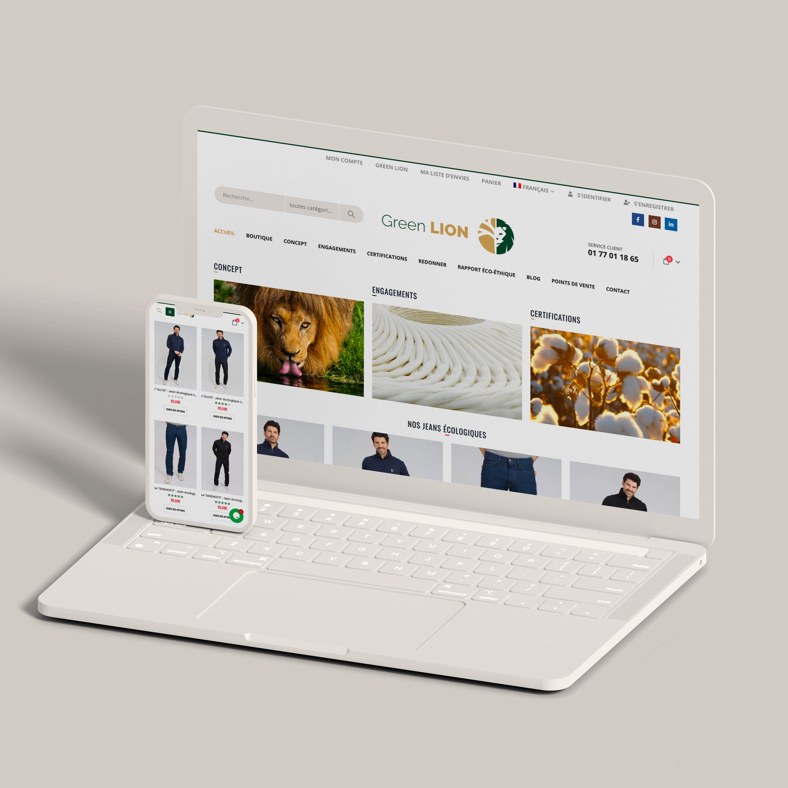 Création site e-commerce Green Lion mode — Webitectes